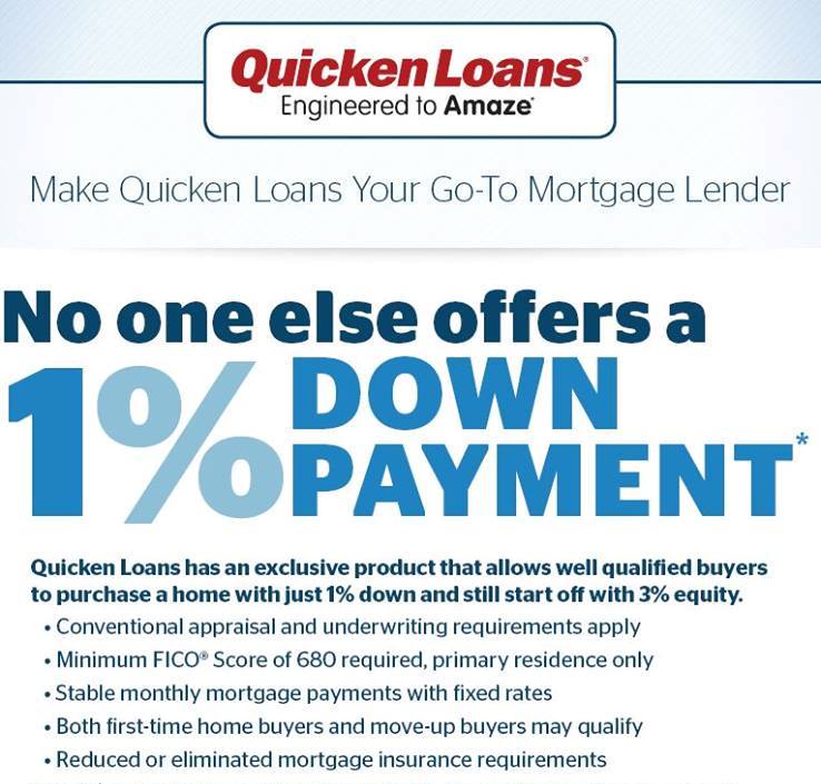 Quicken Loans Home Possible 1 percent down payment