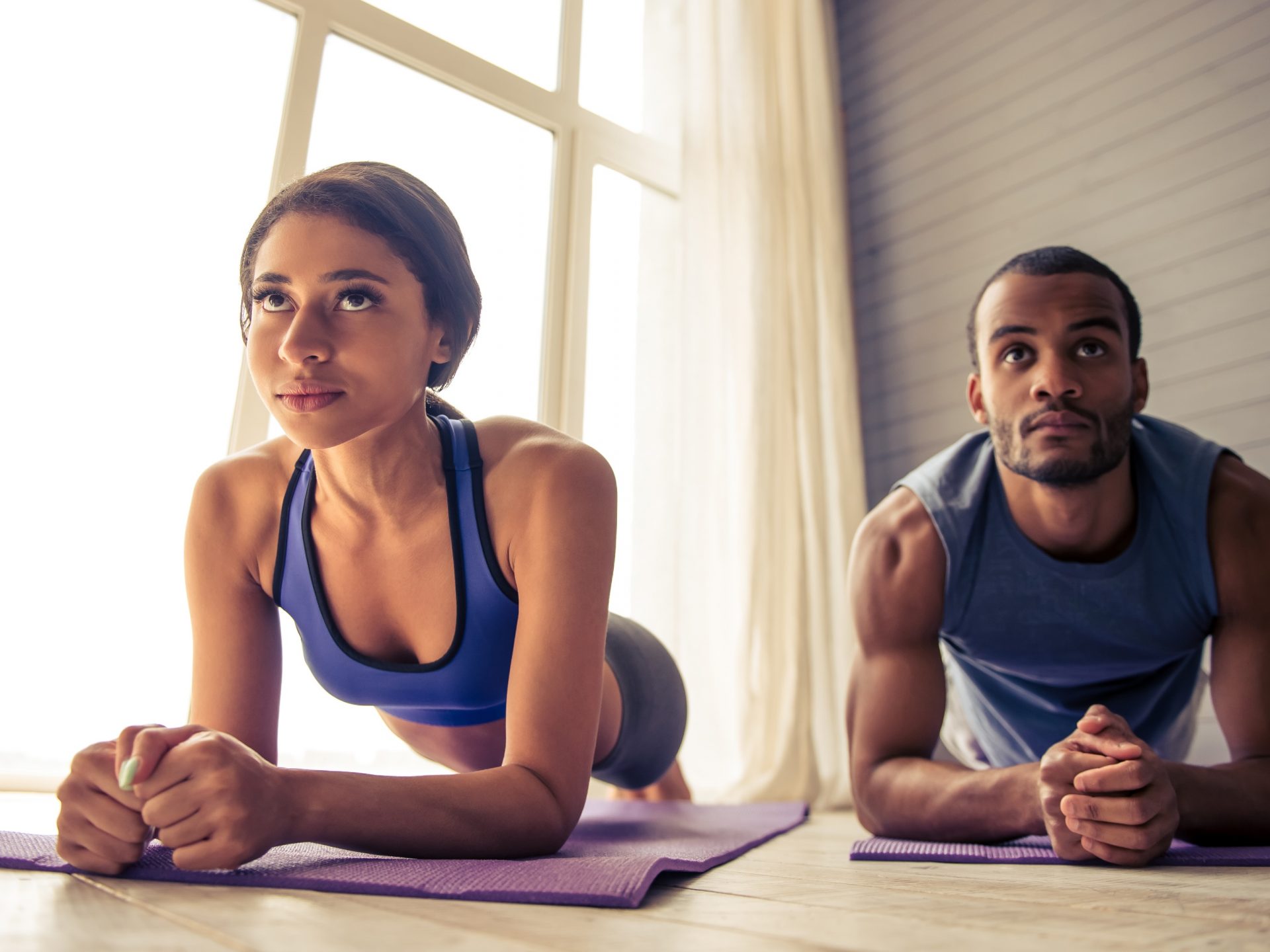 Couple doing Home exercise Fitness