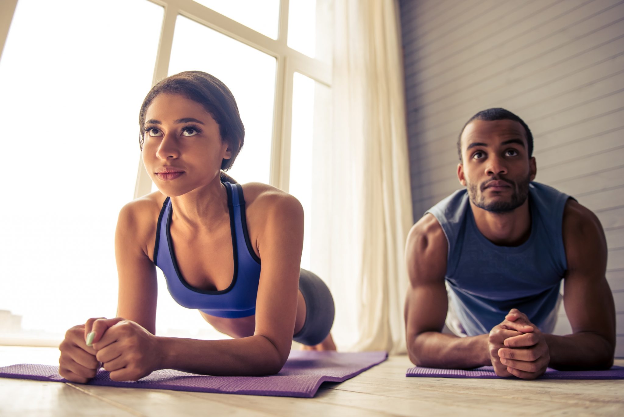 Couple doing Home exercise Fitness