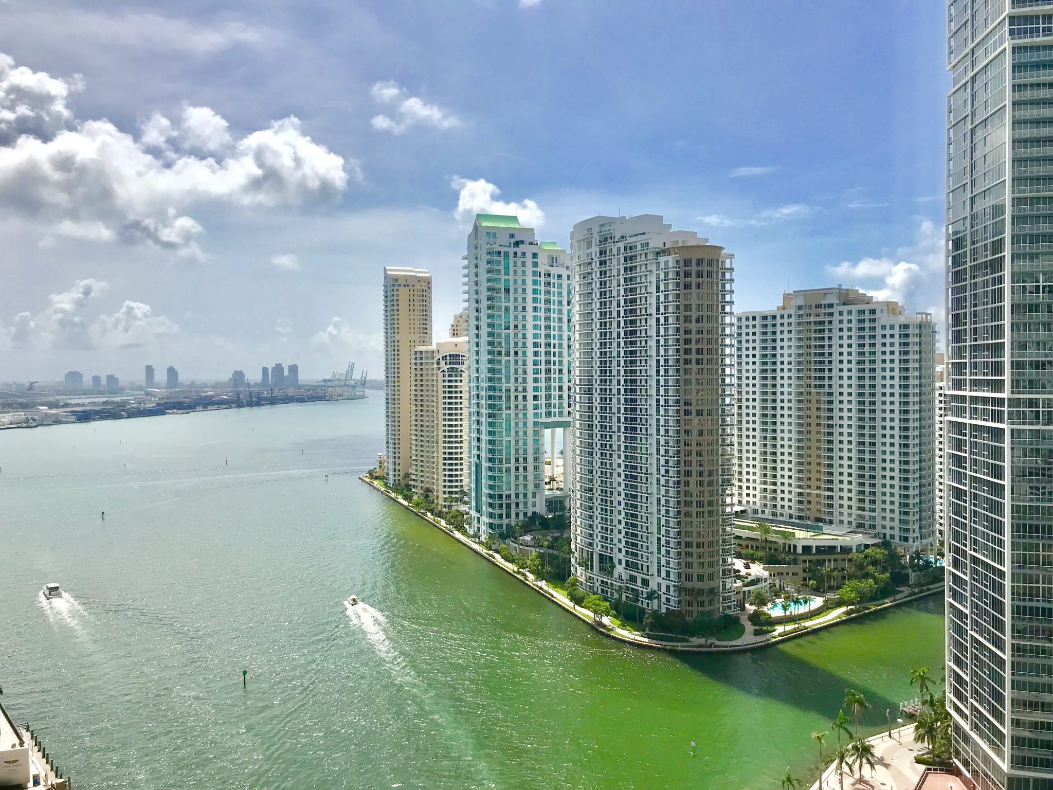 View of Miami River and Brickell Key from the Epic Hotel